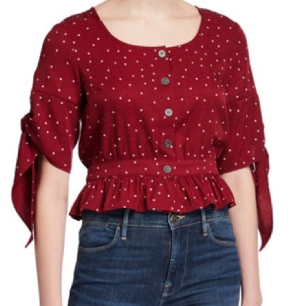 NWT Moon River Red Dot Top Sz L